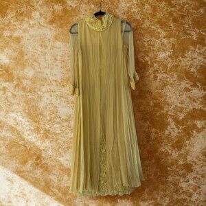 1970s Yellow CHIFFON EVENING GOWN
